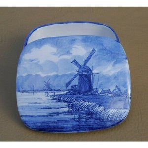 Delfts Trinket Box Signed Mesla Hand Painted Zenith Holland Wind Mill Rectangle